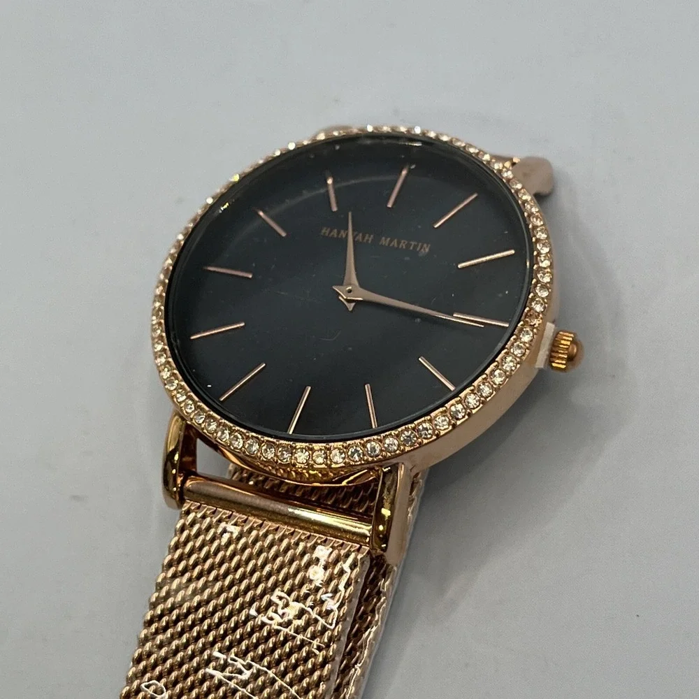 Hannah Martin Mesh Band Quartz Rhinestone Roman Numeral Dial Women's Wrist Watch